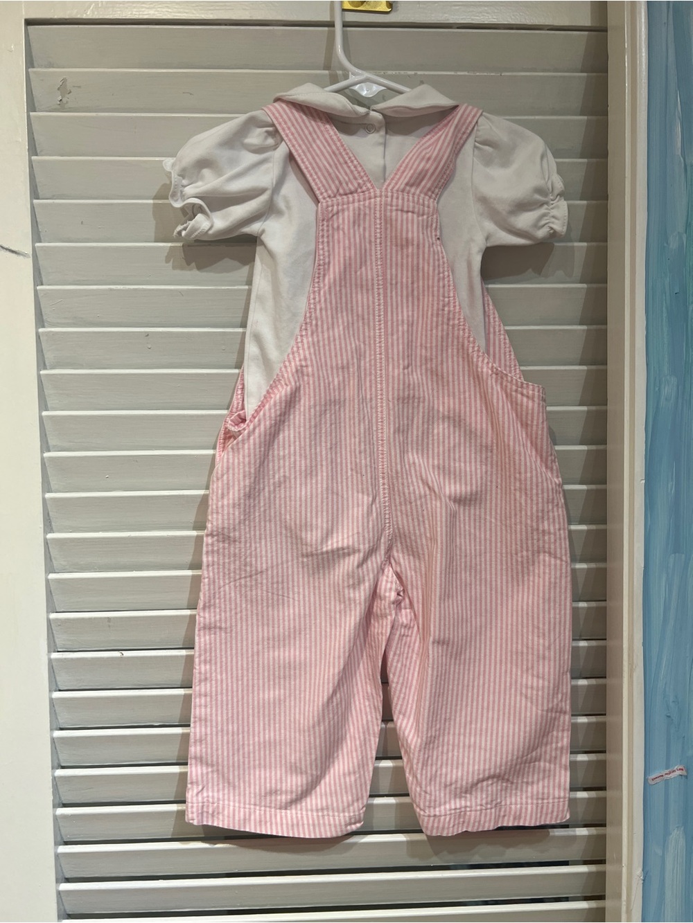 The Beaufort Bonnet Company Pink Striped Overalls with White Puff Sleeve Top - Picture 8 of 9